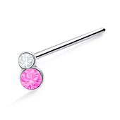 Dual Round Stone Straight Nose Stud NSKA-833